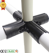 YS-5 black 5 way cross metal joint set with striations and pre-drilled reinforcement holes