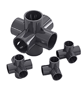 PVC pipe fittings three-dimensional three-way four-way thickened dark gray shelf plastic fittings